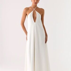 Peppermayo White Backless Halter Dress